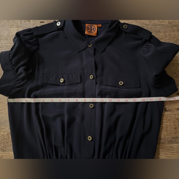 Tory Burch Navy "Gennifer" Utility Silk Dress Size 10 - Picture 6 of 8